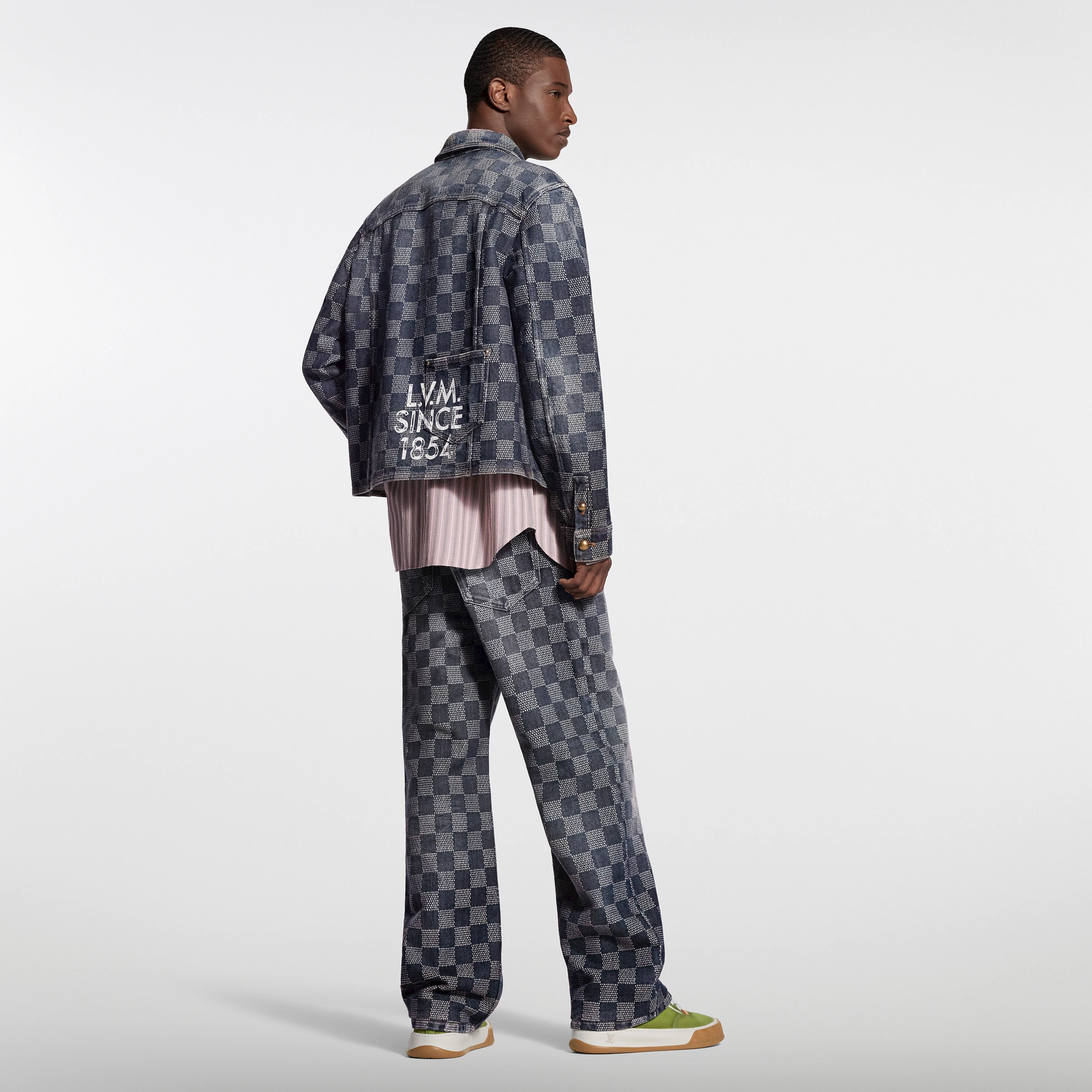 ダミエ 長袖デニムシャツ