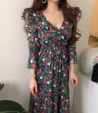 フラワーシフォンロングワンピース