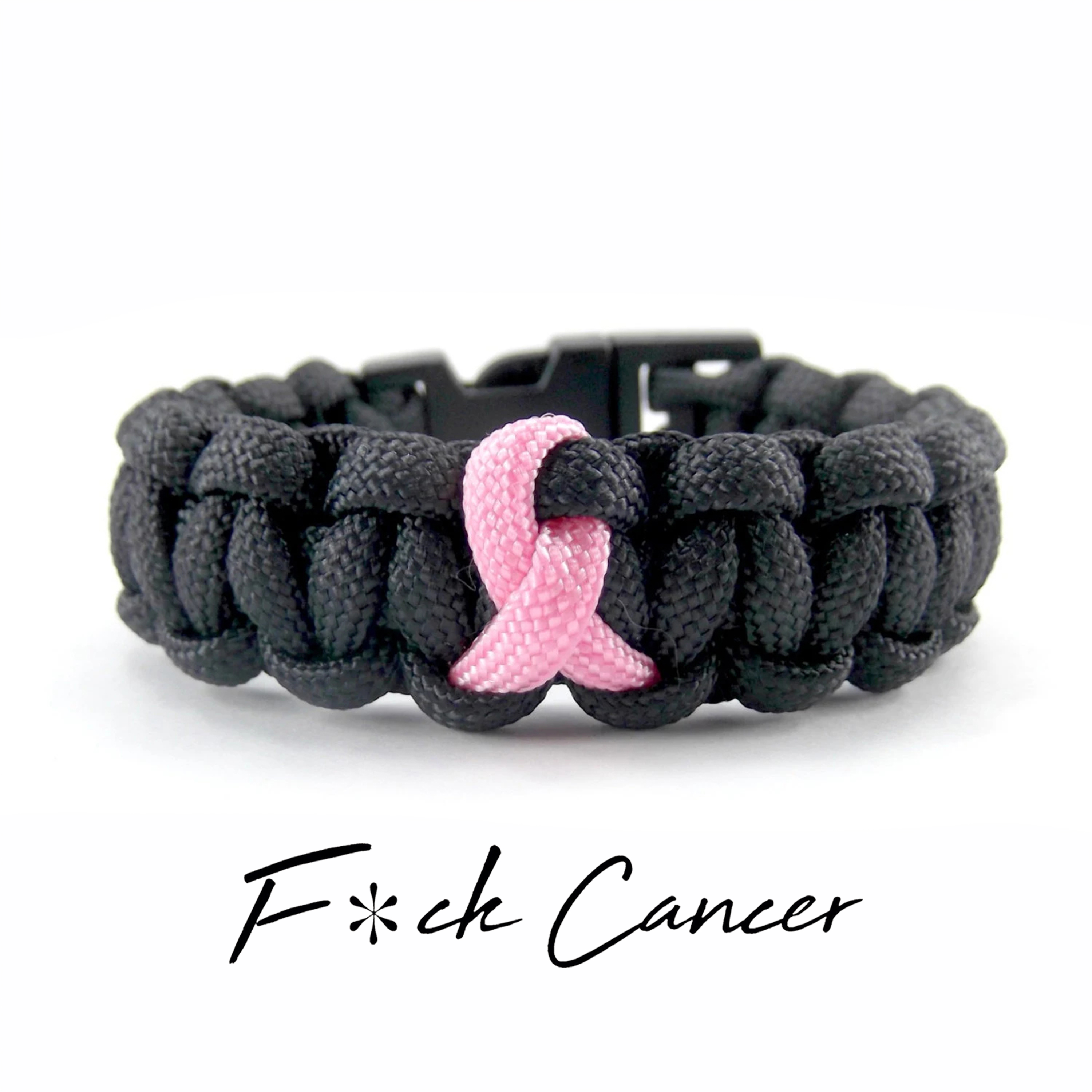 Black And Pink Ribbon Breast Cancer Awareness Bracelet