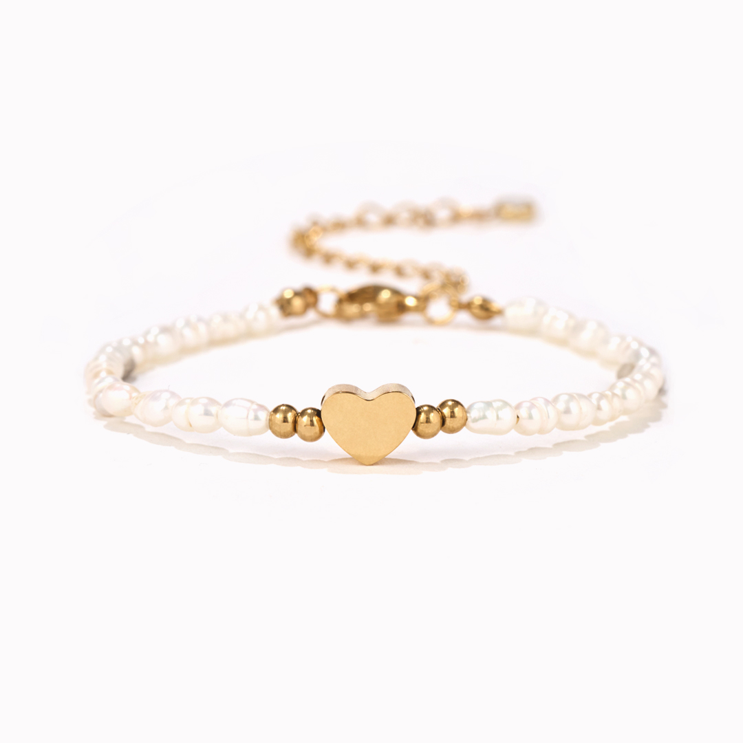 お父さまを偲んで パールハートブレスレット