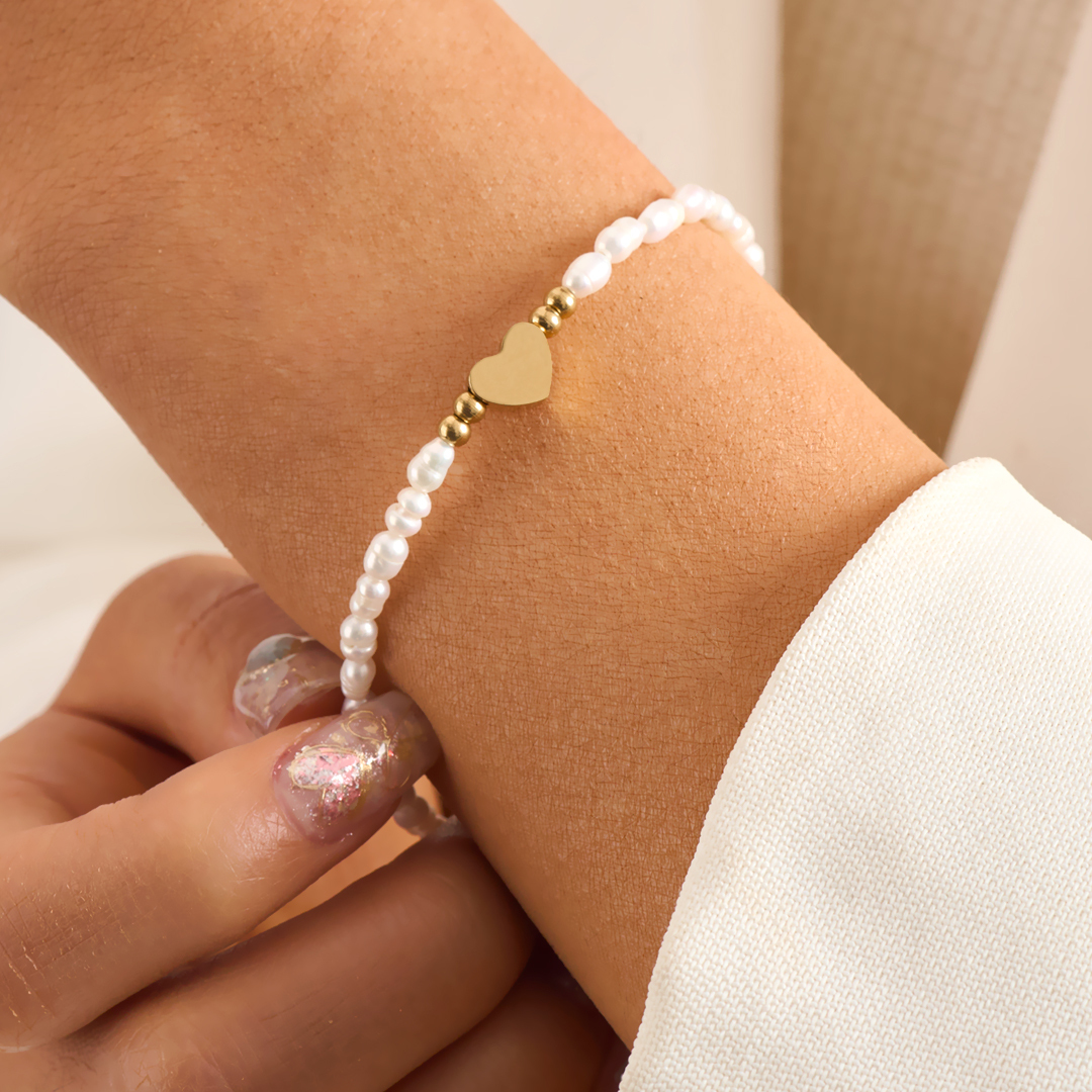 お父さまを偲んで パールハートブレスレット