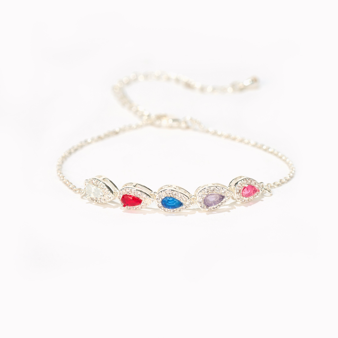 Grandma Gift Family Drop Birthstone Bracelet