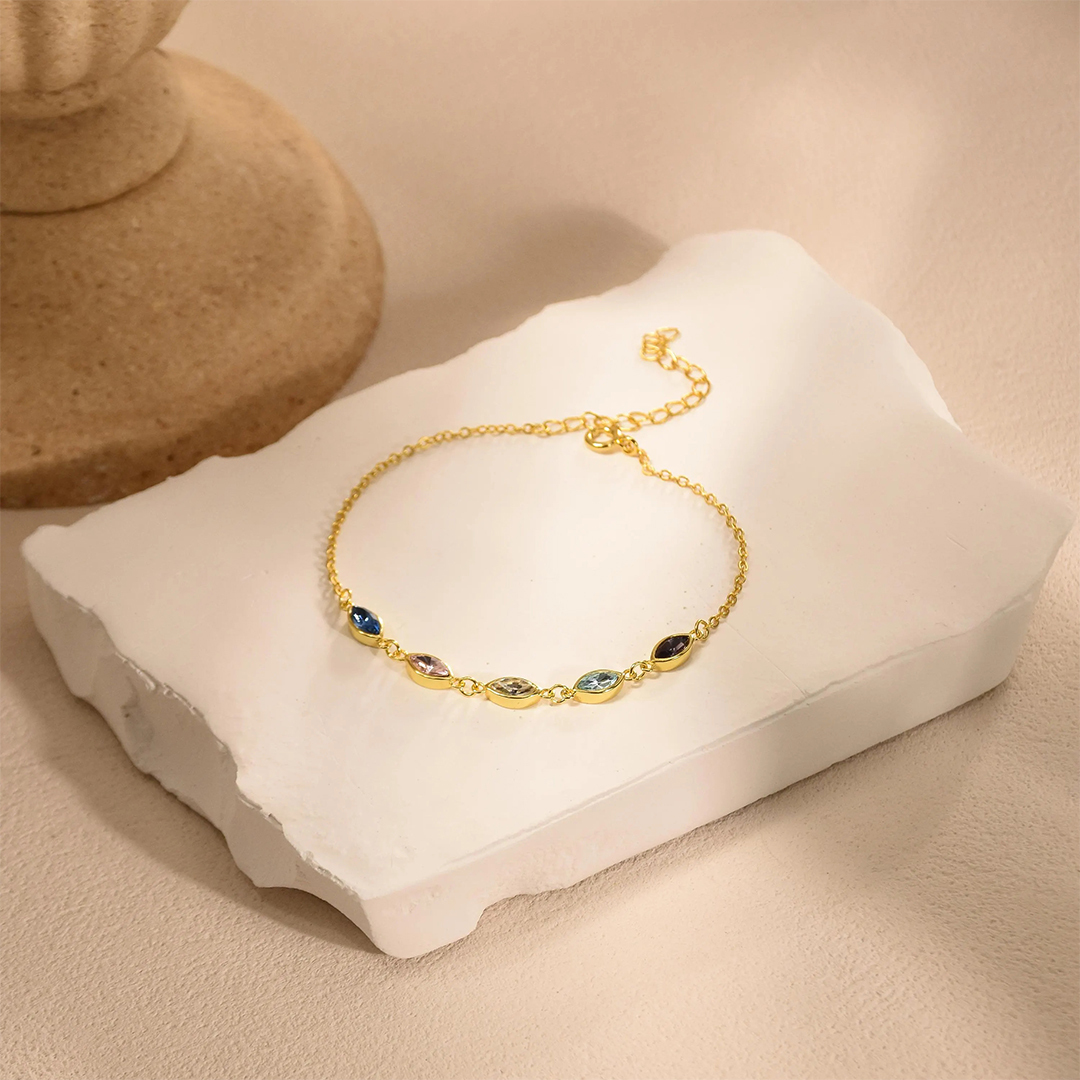 Dainty 1-7 Multiple Birthstones Bracelet