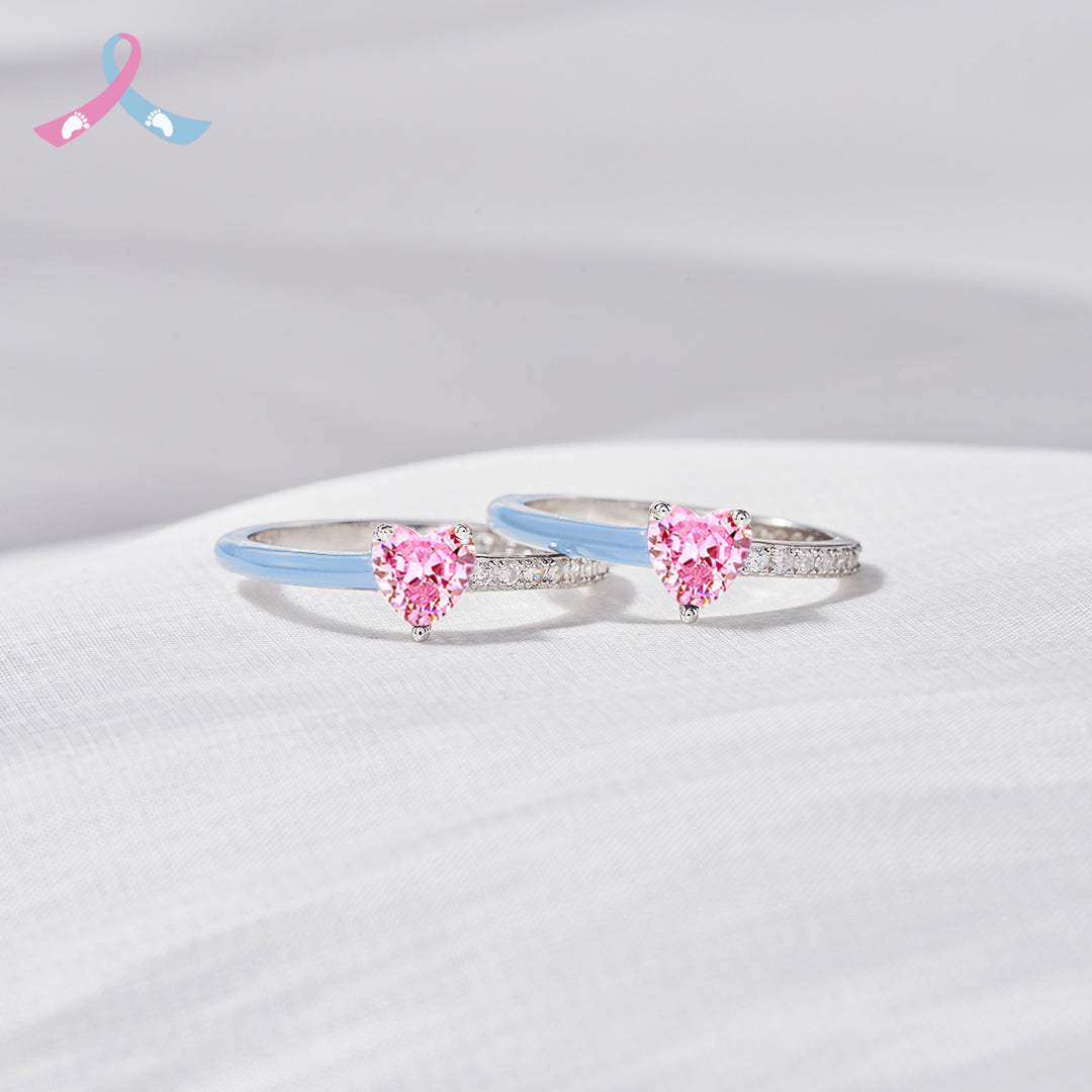 Mama Of An Angel Pink/Blue Heart Ring