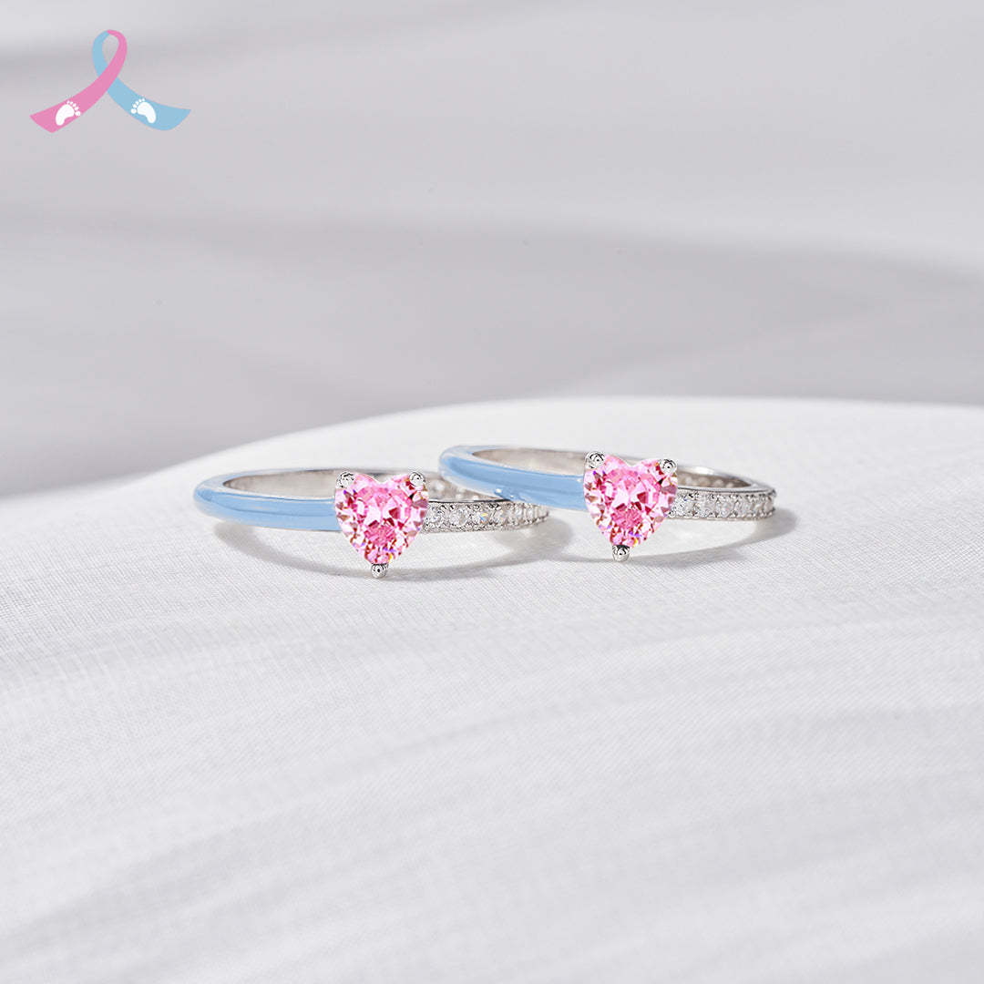 Mama Of An Angel Pink/Blue Heart Ring