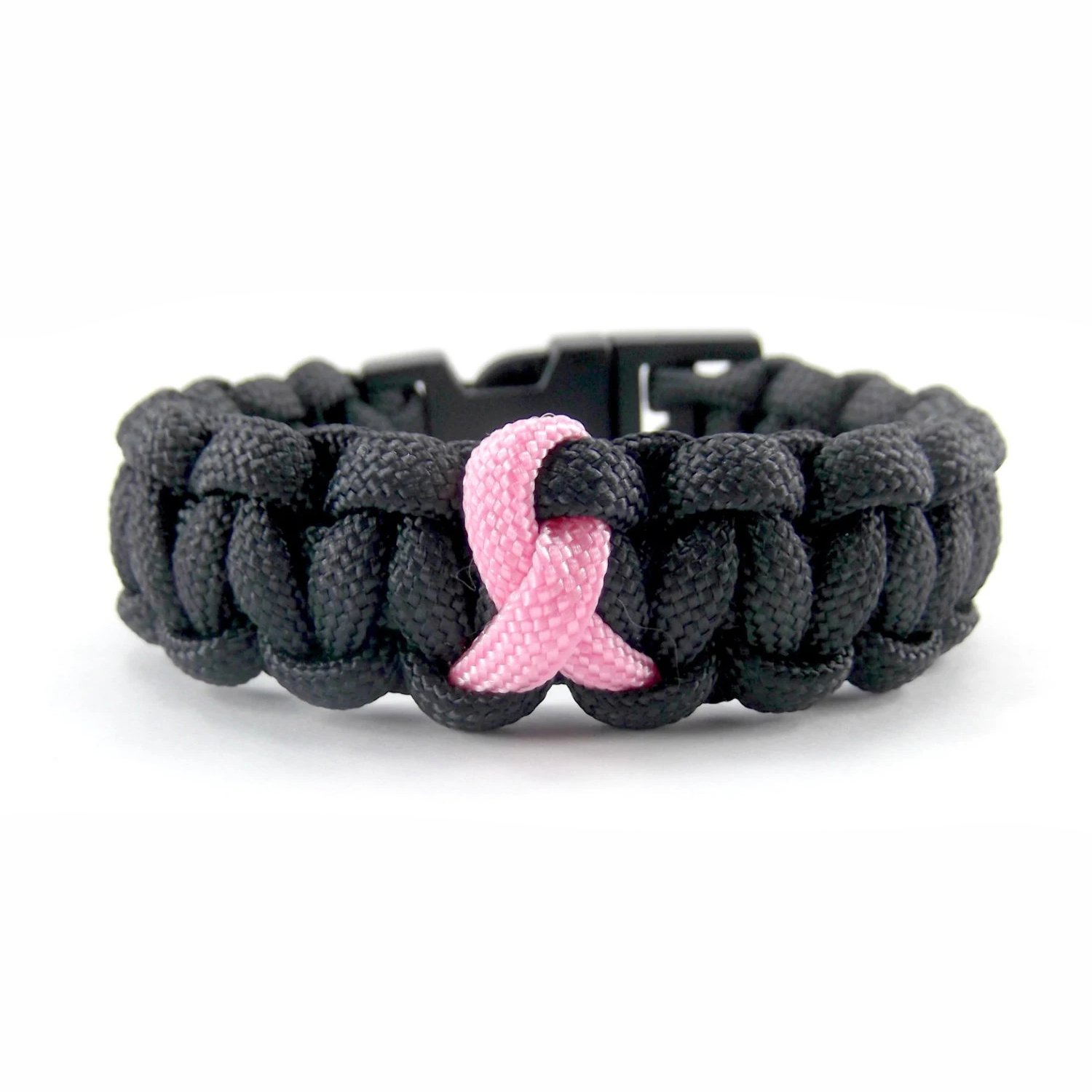 Black And Pink Ribbon Breast Cancer Awareness Bracelet