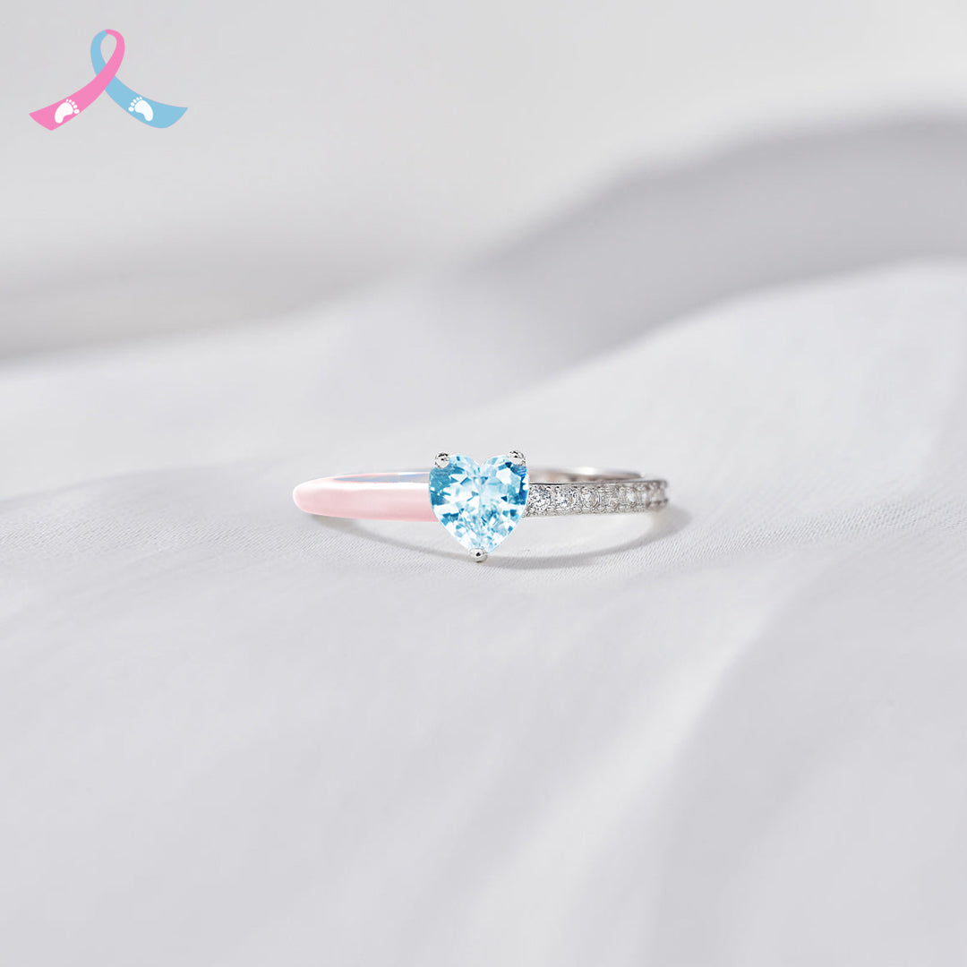 Mama Of An Angel Pink/Blue Heart Ring