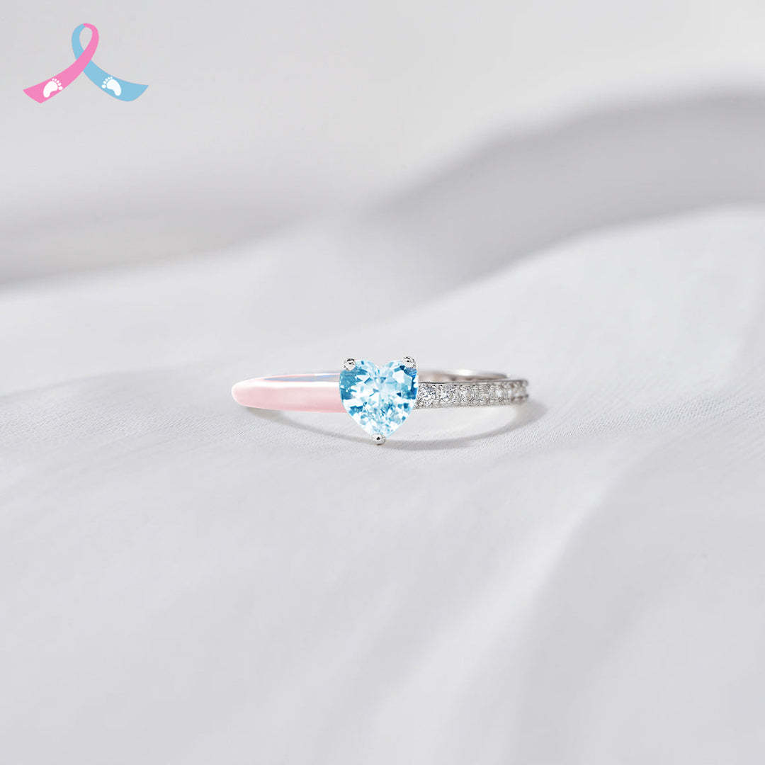 Mama Of An Angel Pink/Blue Heart Ring