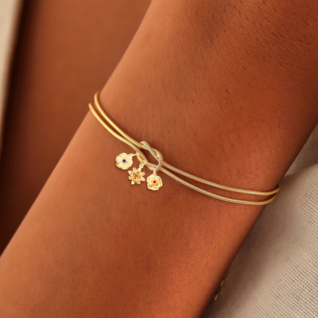 1-12 Birth Flowers Knot Bracelet-Mother's Day Gift