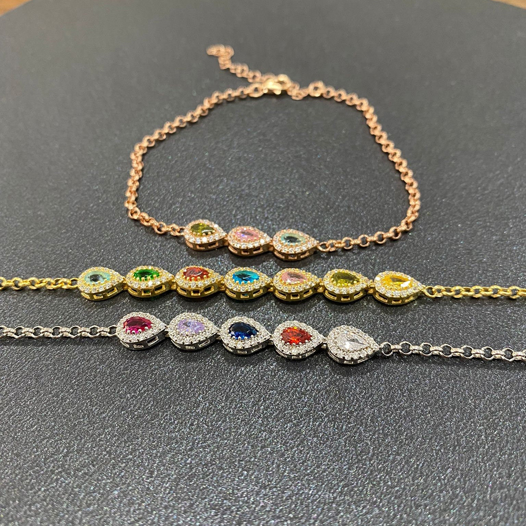 Grandma Gift Family Drop Birthstone Bracelet