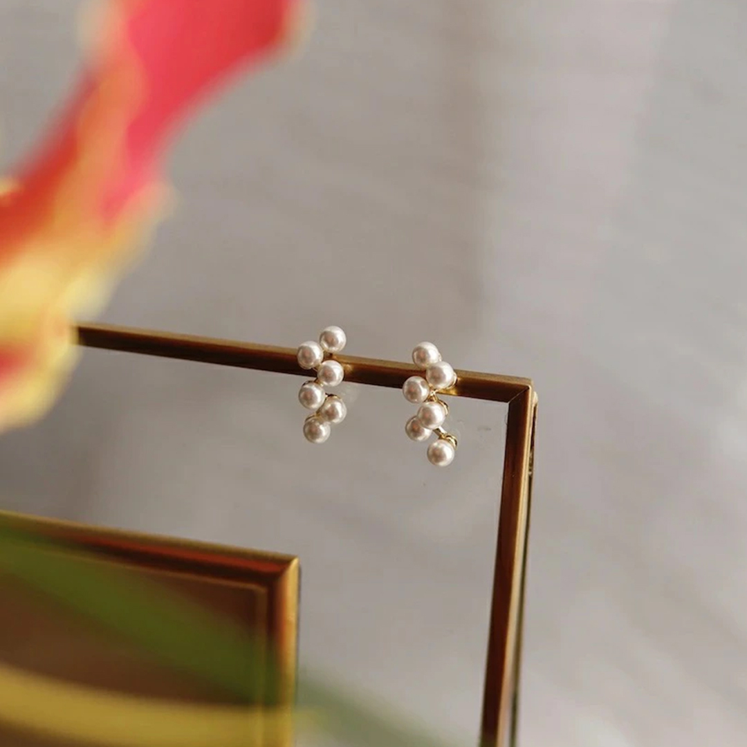 姉妹の小さな真珠の約束卒業式ピアス
