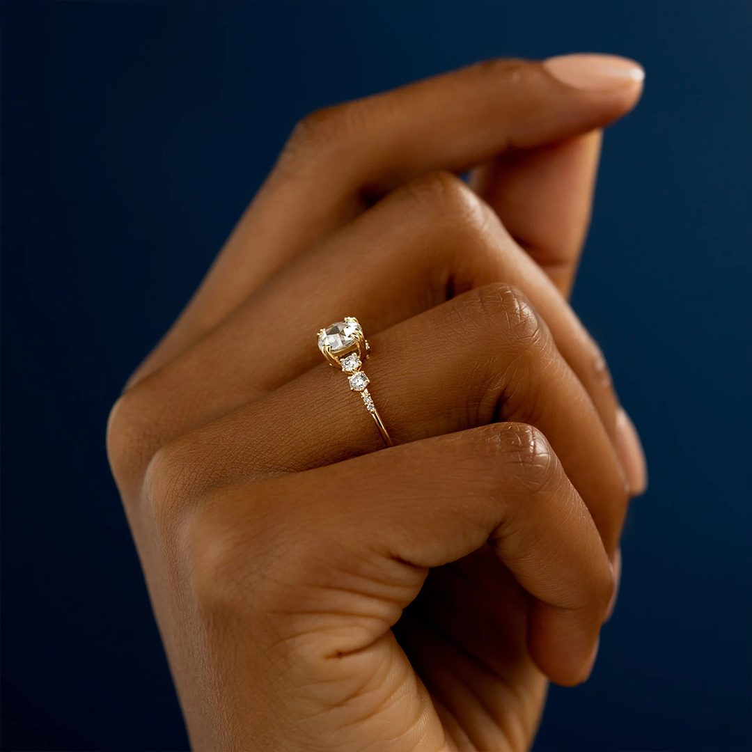 Self Love Double Prong Rose Cut Moissanite Diamond Ring