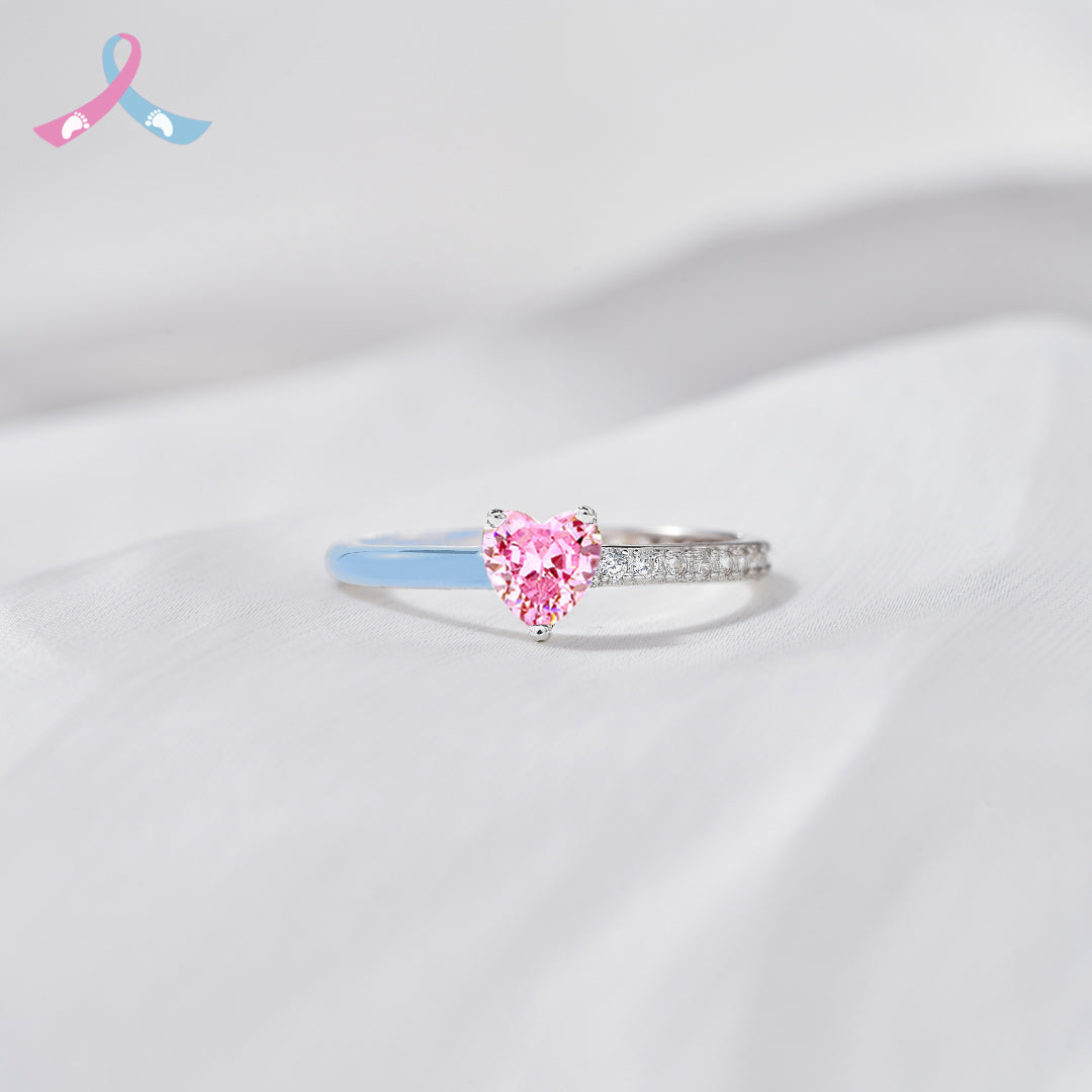 Mama Of An Angel Pink/Blue Heart Ring