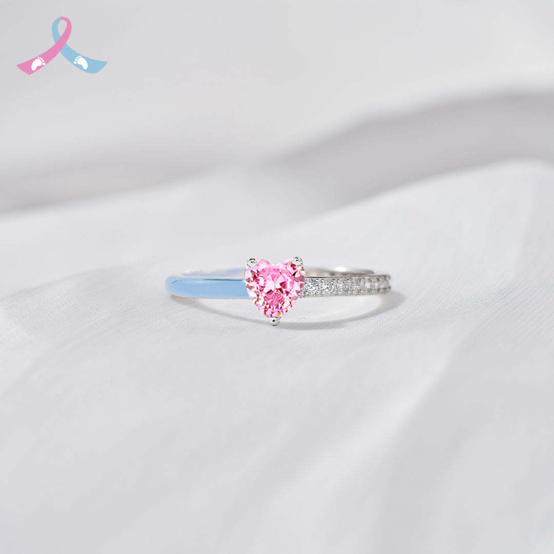 Mama Of An Angel Pink/Blue Heart Ring