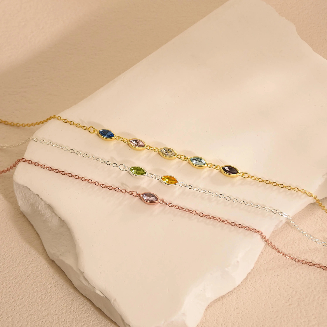 Dainty 1-7 Multiple Birthstones Bracelet