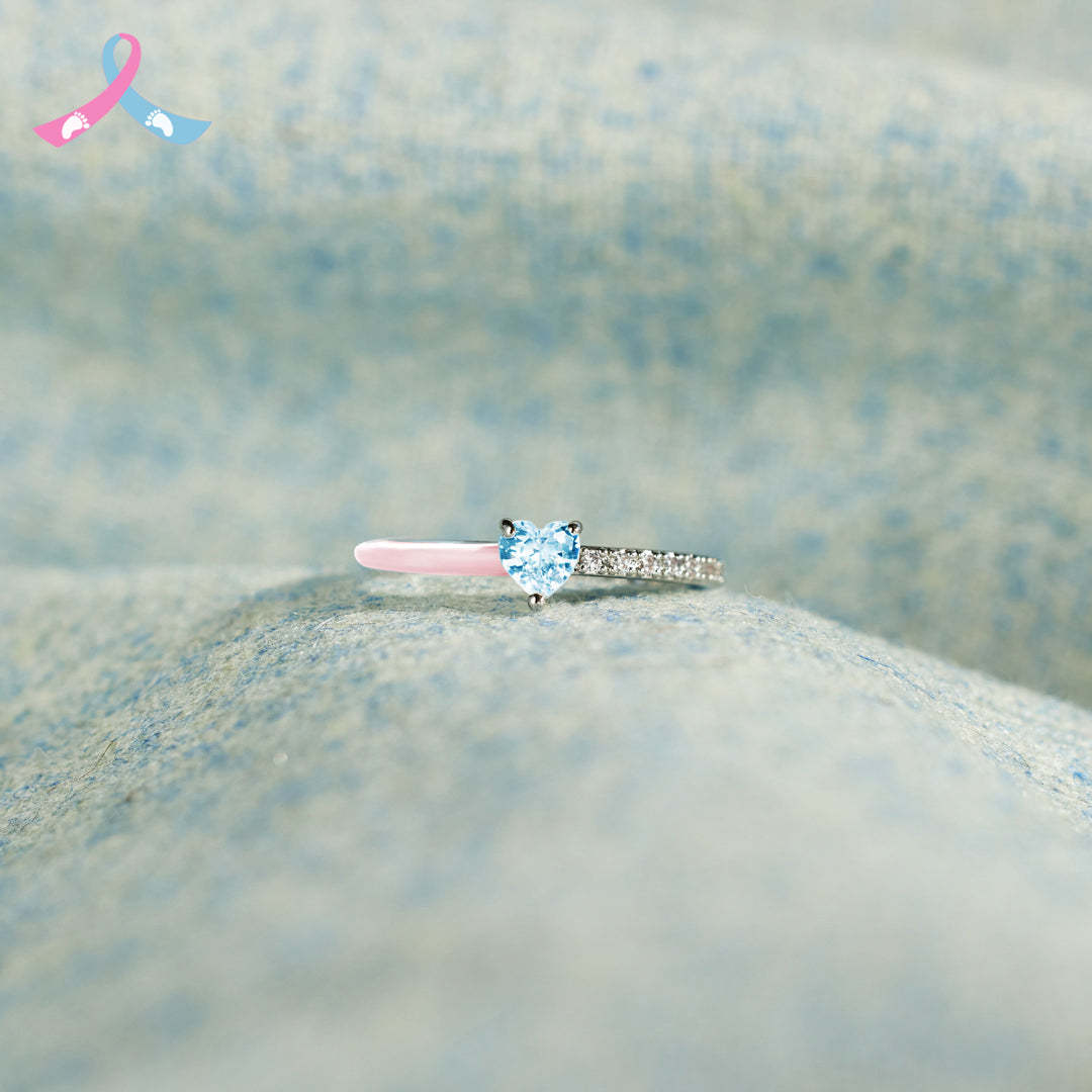 Mama Of An Angel Pink/Blue Heart Ring