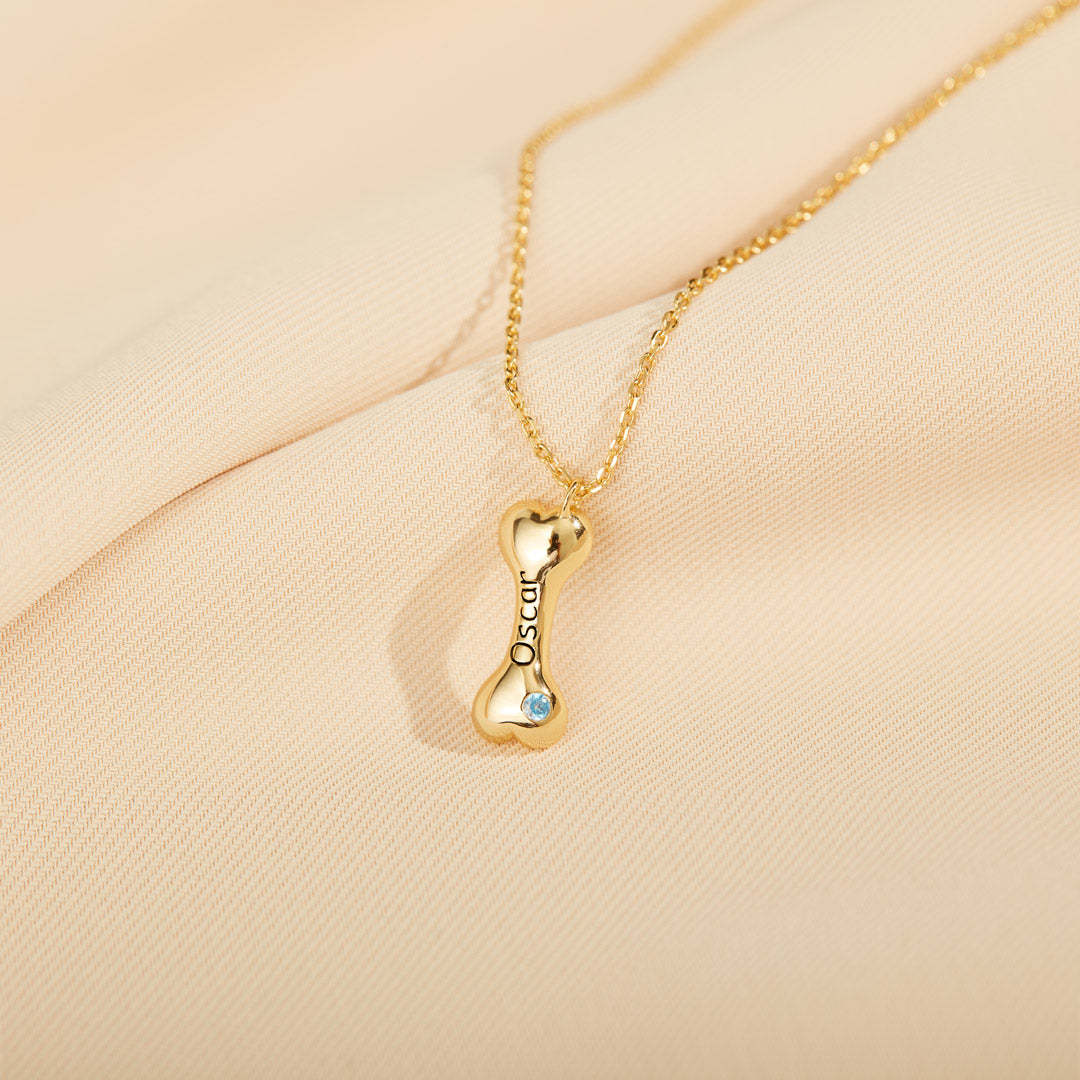 大切な名前と誕生石を刻める オーダーメイドボーンネックレス（1〜5個）