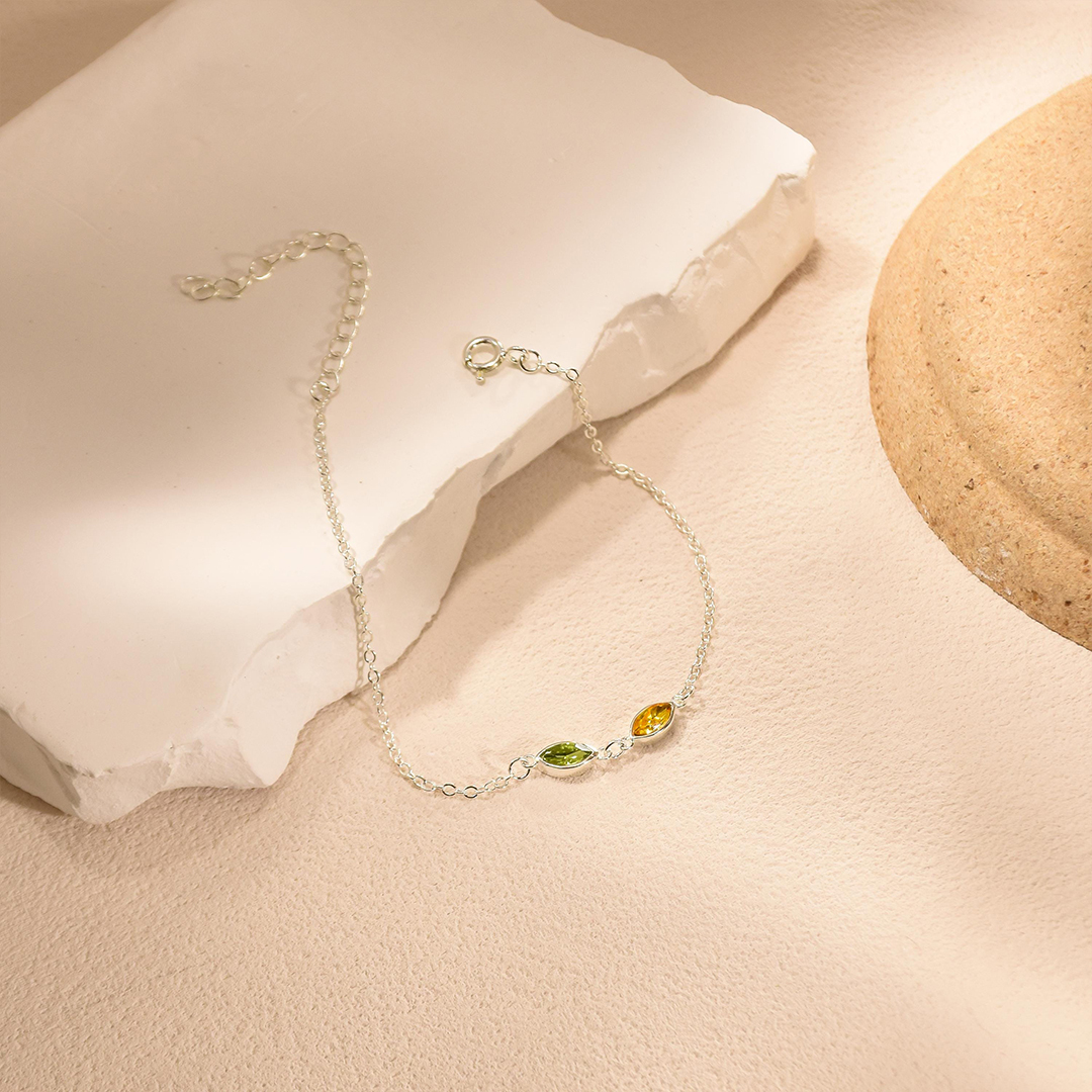 Dainty 1-7 Multiple Birthstones Bracelet