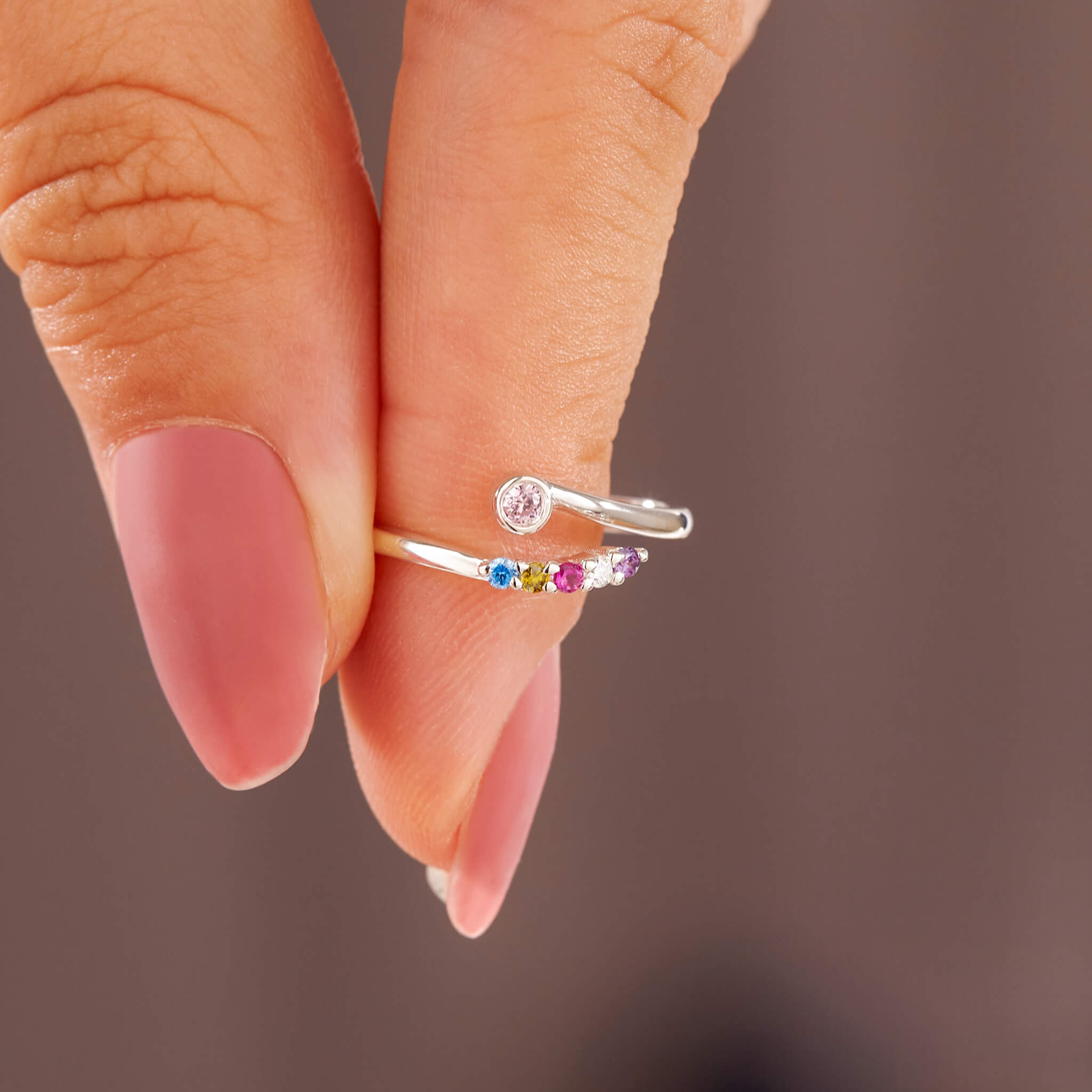 Personalized 2-6 Birthstone You And Your Girl Gang Ring