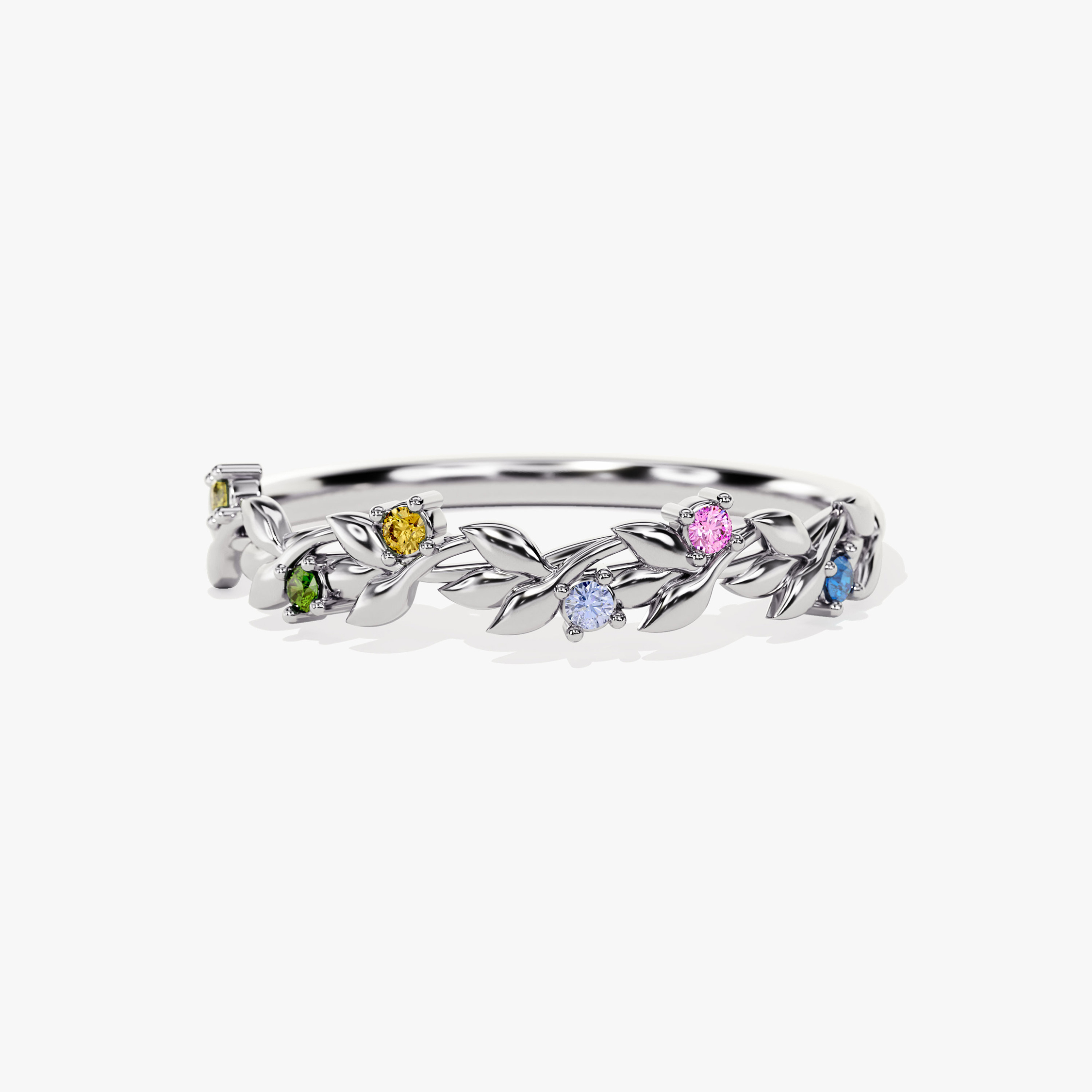 Personalized 1-6 Floral Birthstone Ring