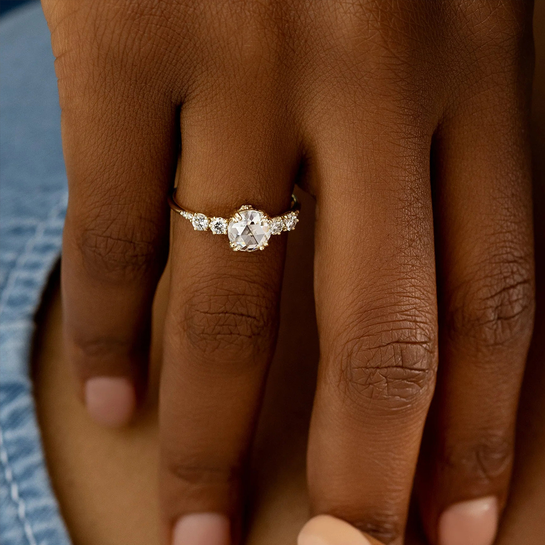 Self Love Double Prong Rose Cut Moissanite Diamond Ring