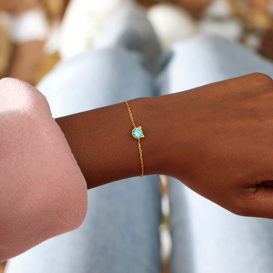 Personalized Birthstone Cat Bracelet