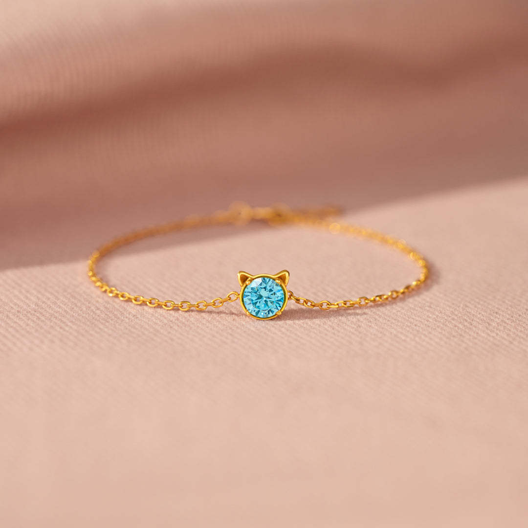 Personalized Birthstone Cat Bracelet
