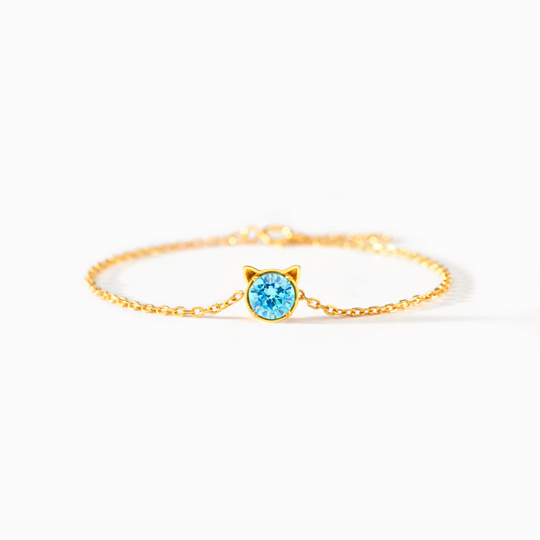 Personalized Birthstone Cat Bracelet