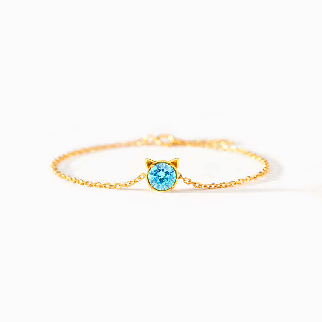 Personalized Birthstone Cat Bracelet