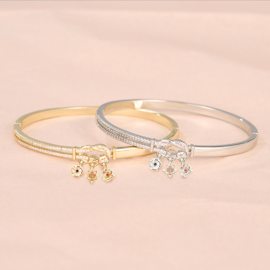 Personalized 1-12 Birthflowers Gift For Grandmom Knot Bangle