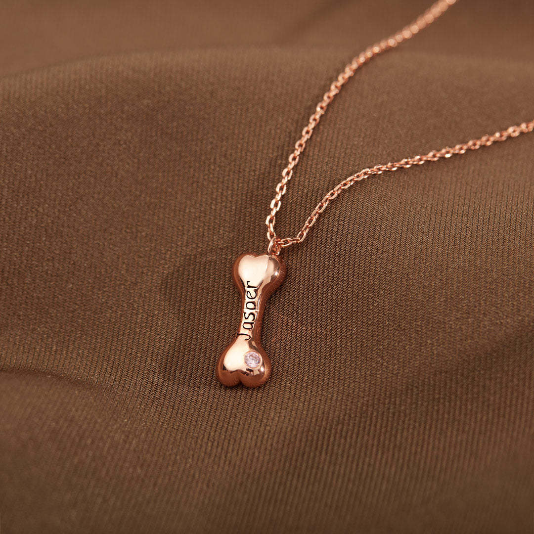 大切な名前と誕生石を刻める オーダーメイドボーンネックレス（1〜5個）