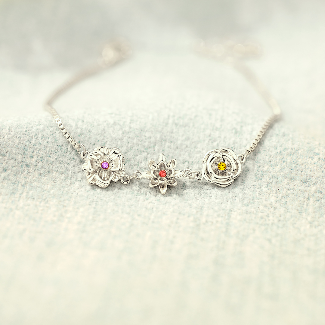 1-10 Three-Dimensional Birth Flowers Bracelet-Mother's Day Gift