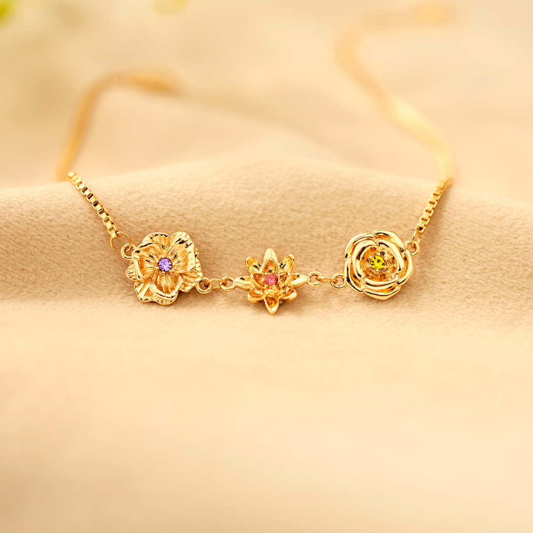 1-10 Three-Dimensional Birth Flowers Bracelet-Mother's Day Gift