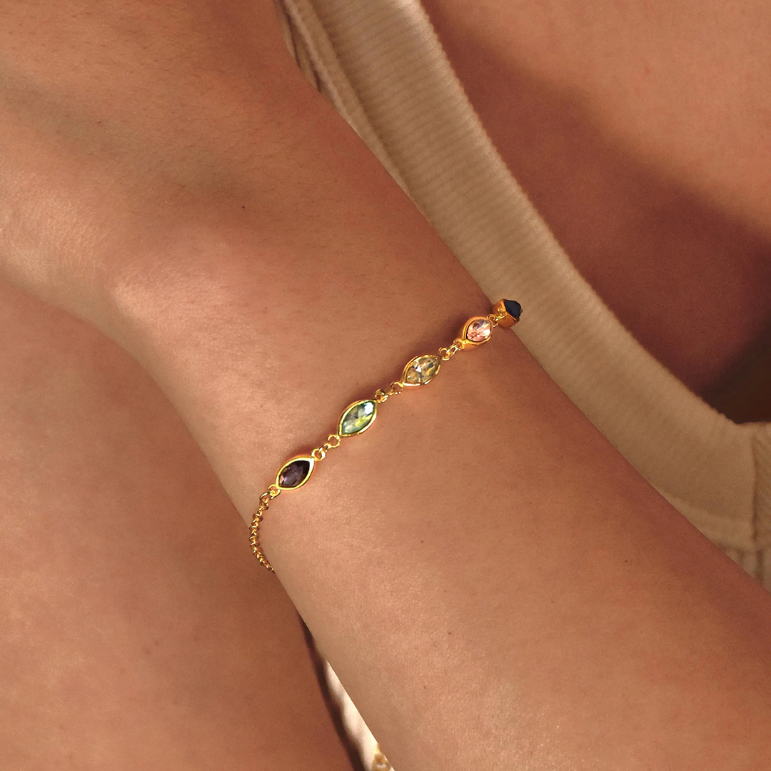 Dainty 1-7 Multiple Birthstones Bracelet