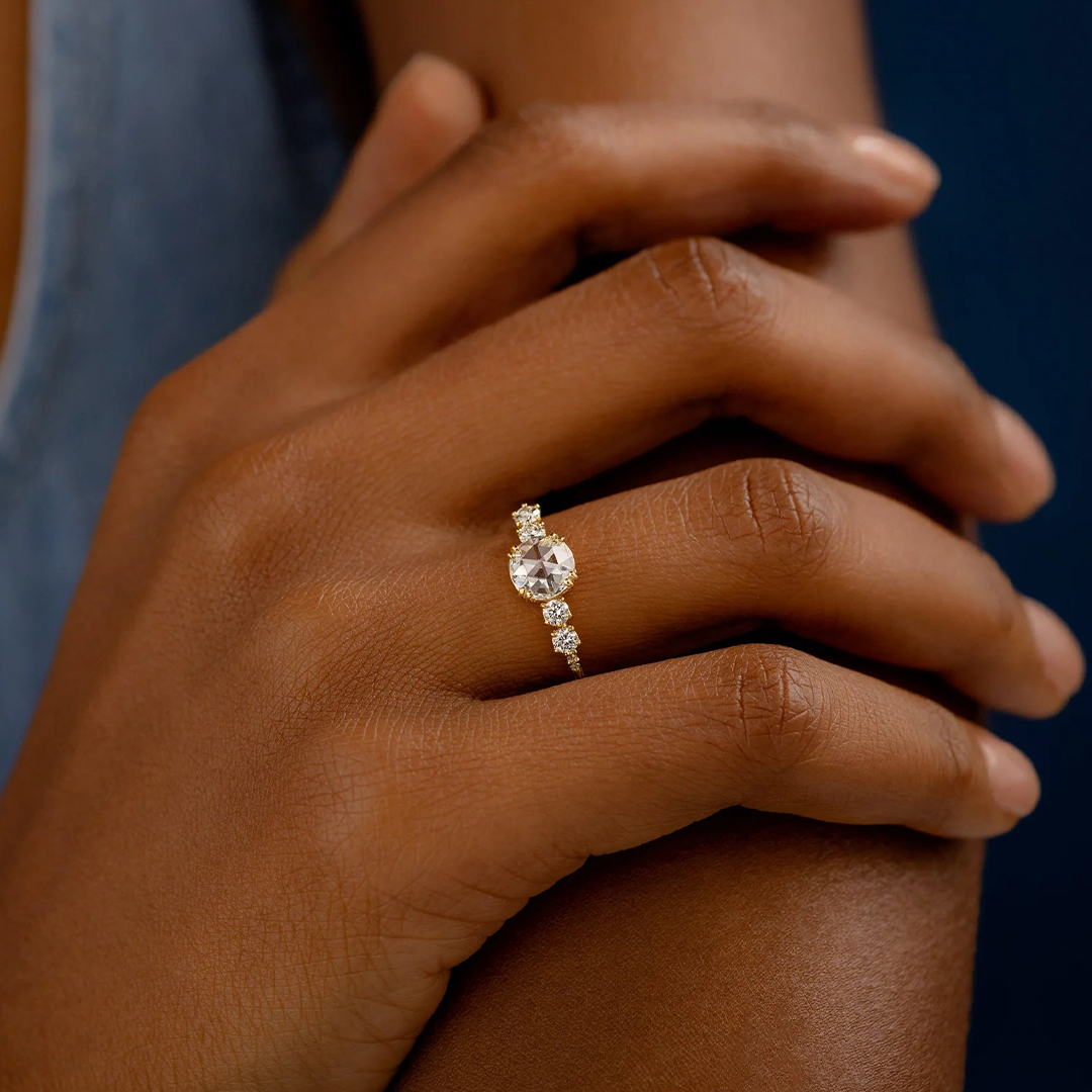 Self Love Double Prong Rose Cut Moissanite Diamond Ring