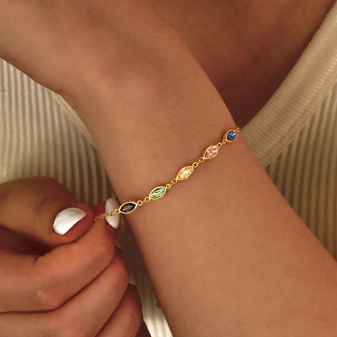 Dainty 1-7 Multiple Birthstones Bracelet