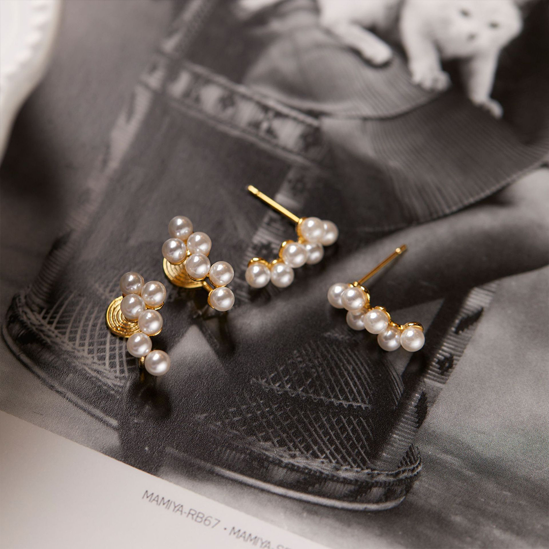 姉妹の小さな真珠の約束卒業式ピアス