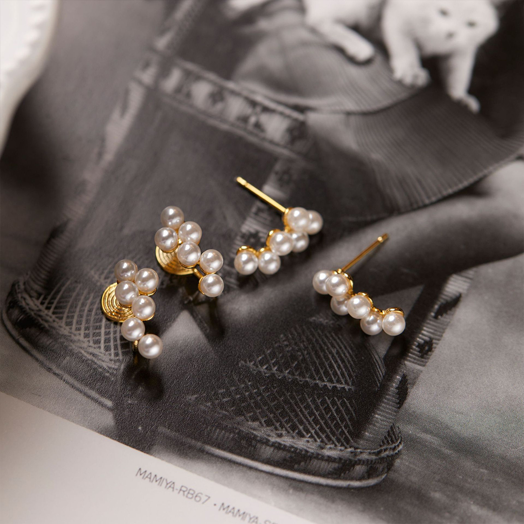 姉妹の小さな真珠の約束卒業式ピアス