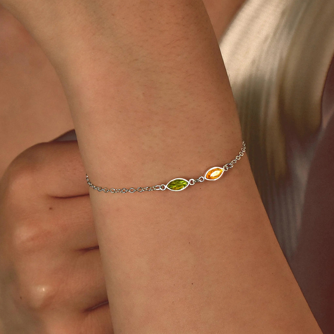 Dainty 1-7 Multiple Birthstones Bracelet