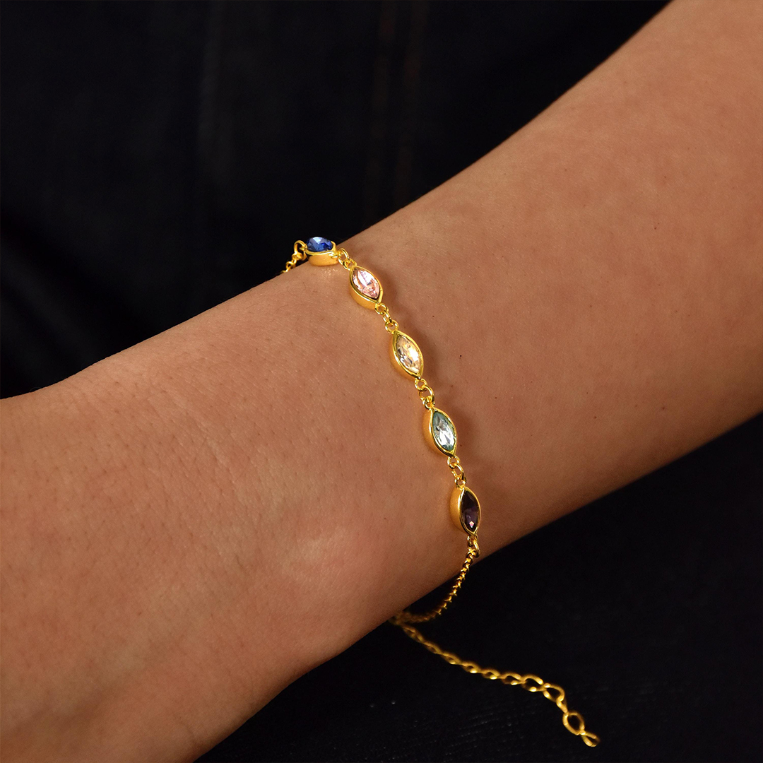 Dainty 1-7 Multiple Birthstones Bracelet