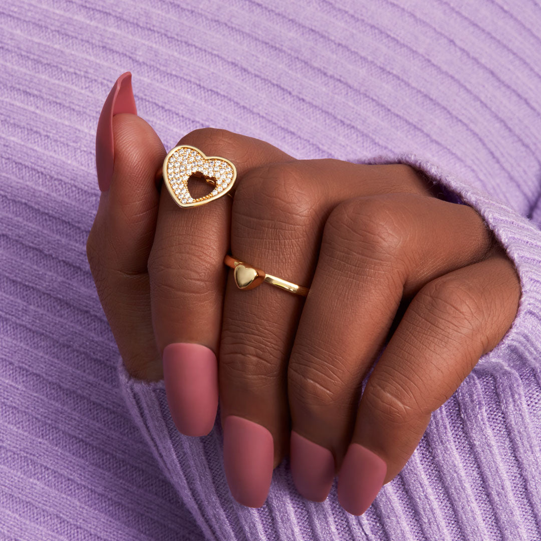 Mama & Sweetheart Heart Shape Matching Ring Set