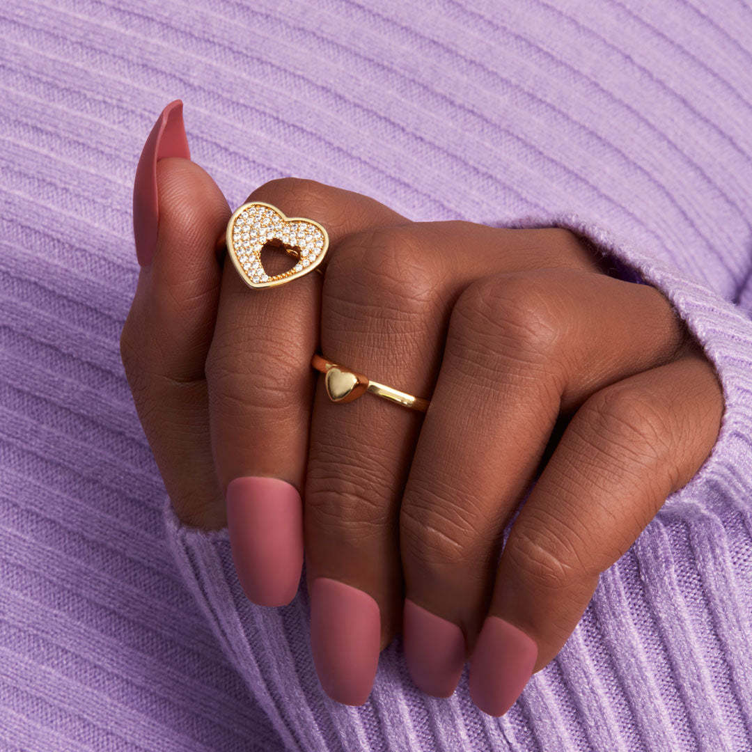 Mama & Sweetheart Heart Shape Matching Ring Set