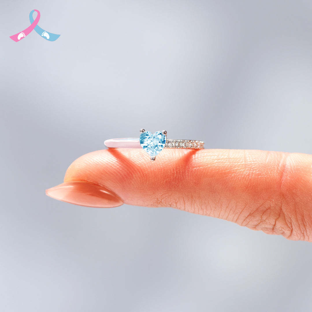 Mama Of An Angel Pink/Blue Heart Ring