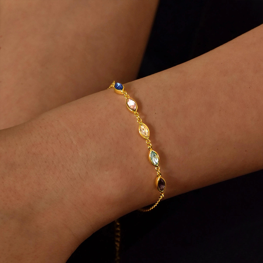 Dainty 1-7 Multiple Birthstones Bracelet