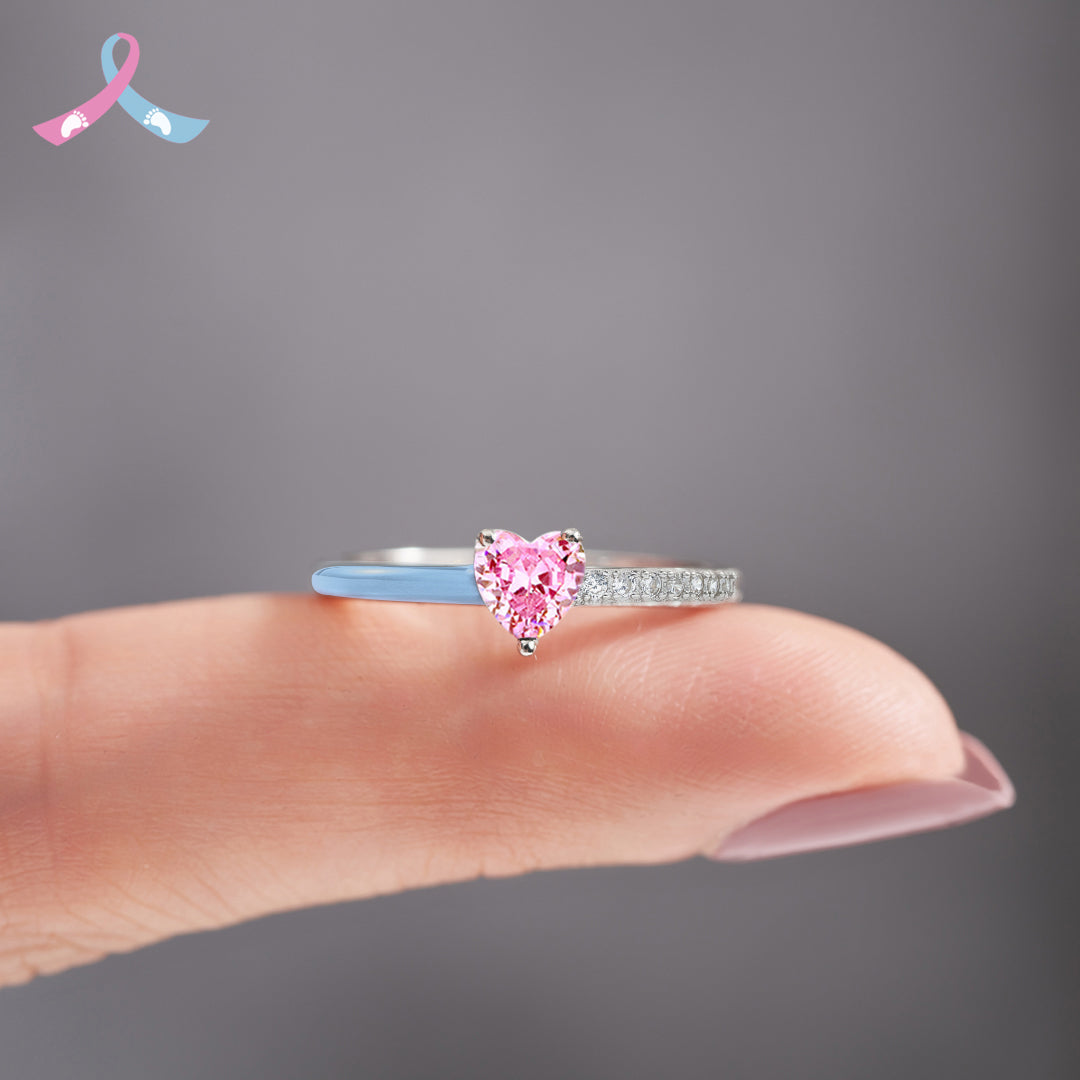 Mama Of An Angel Pink/Blue Heart Ring