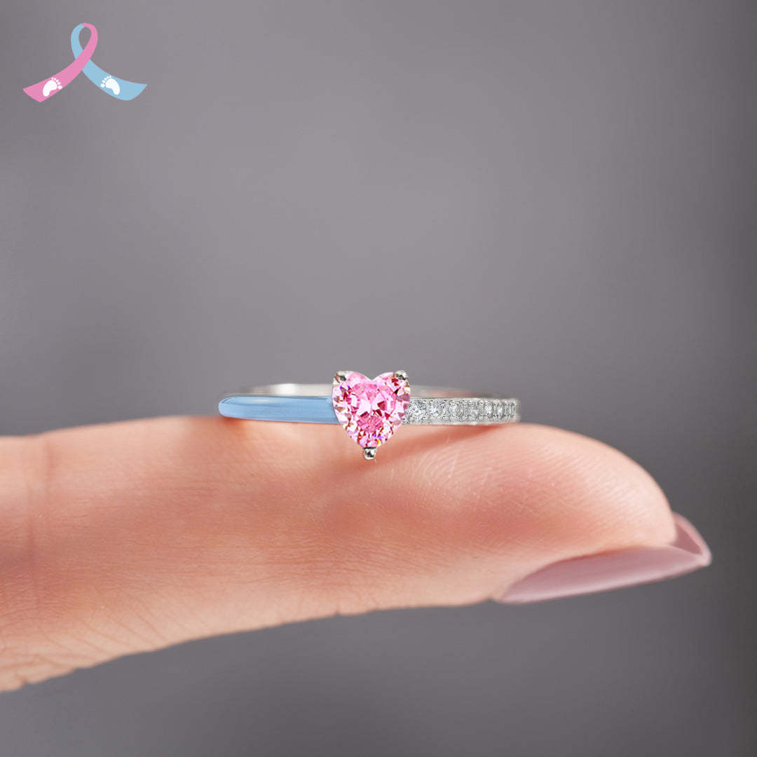 Mama Of An Angel Pink/Blue Heart Ring
