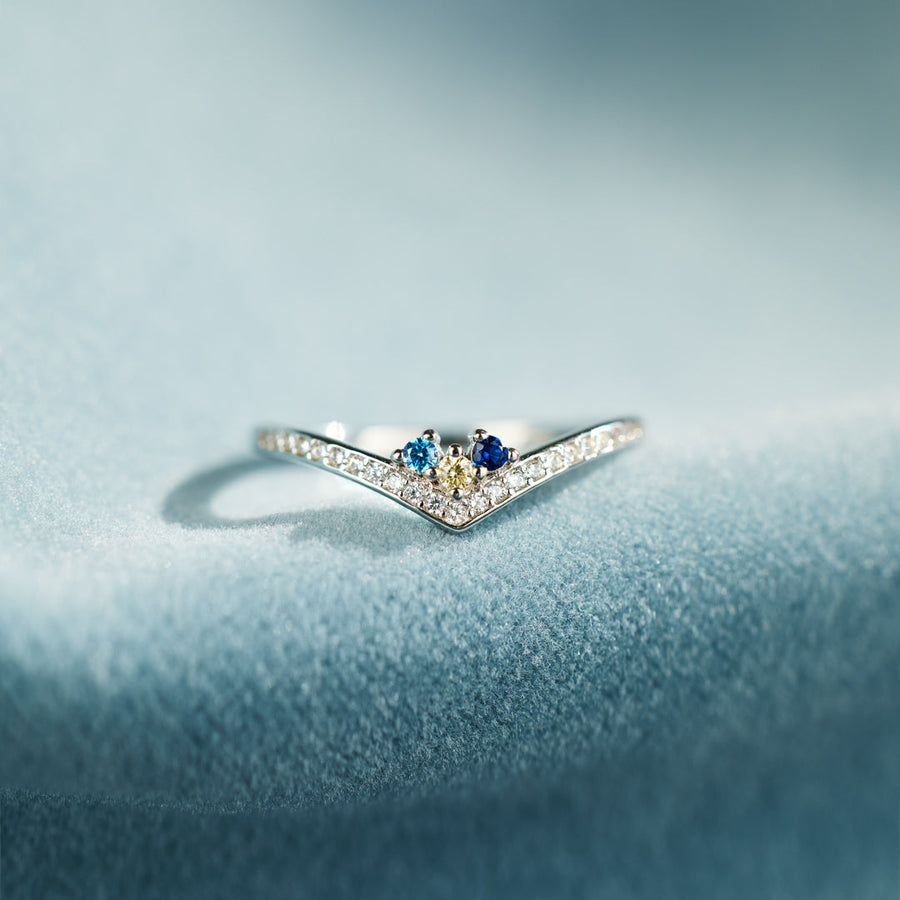 For Mom 1-5 Birthstones Chevron PAVÉ Ring