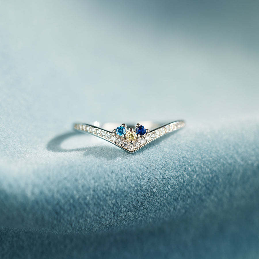 For Mom 1-5 Birthstones Chevron PAVÉ Ring