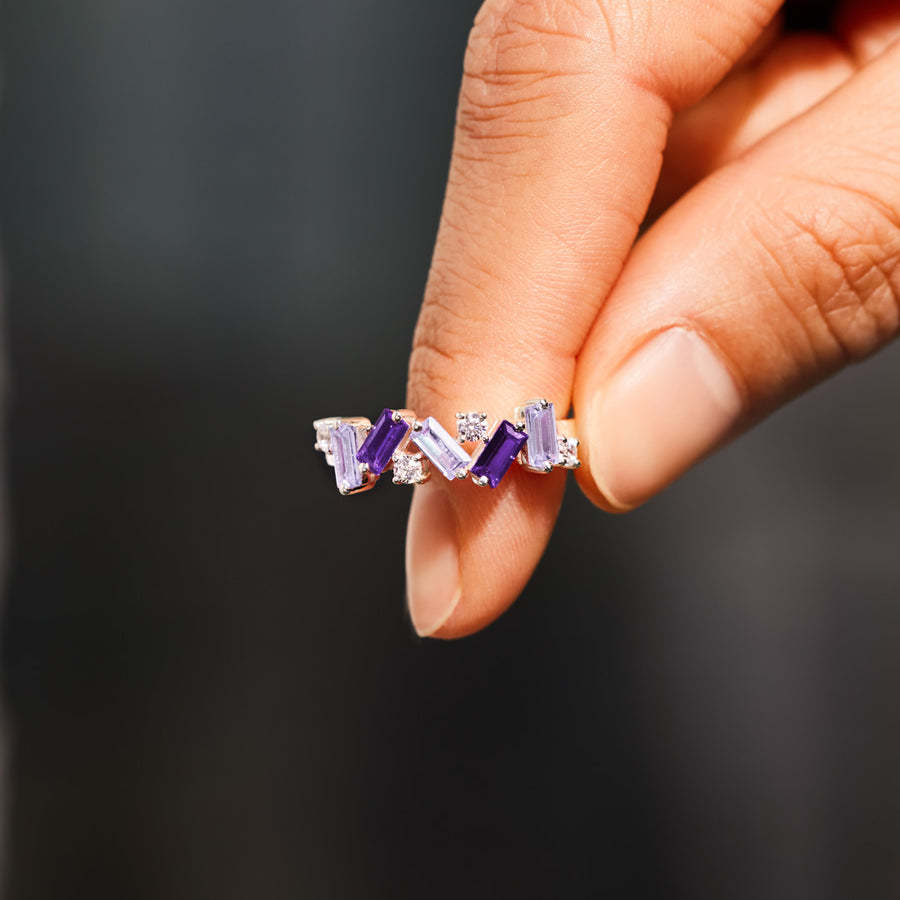 Alzheimer Dementia Awareness Gift Purple broken Ring