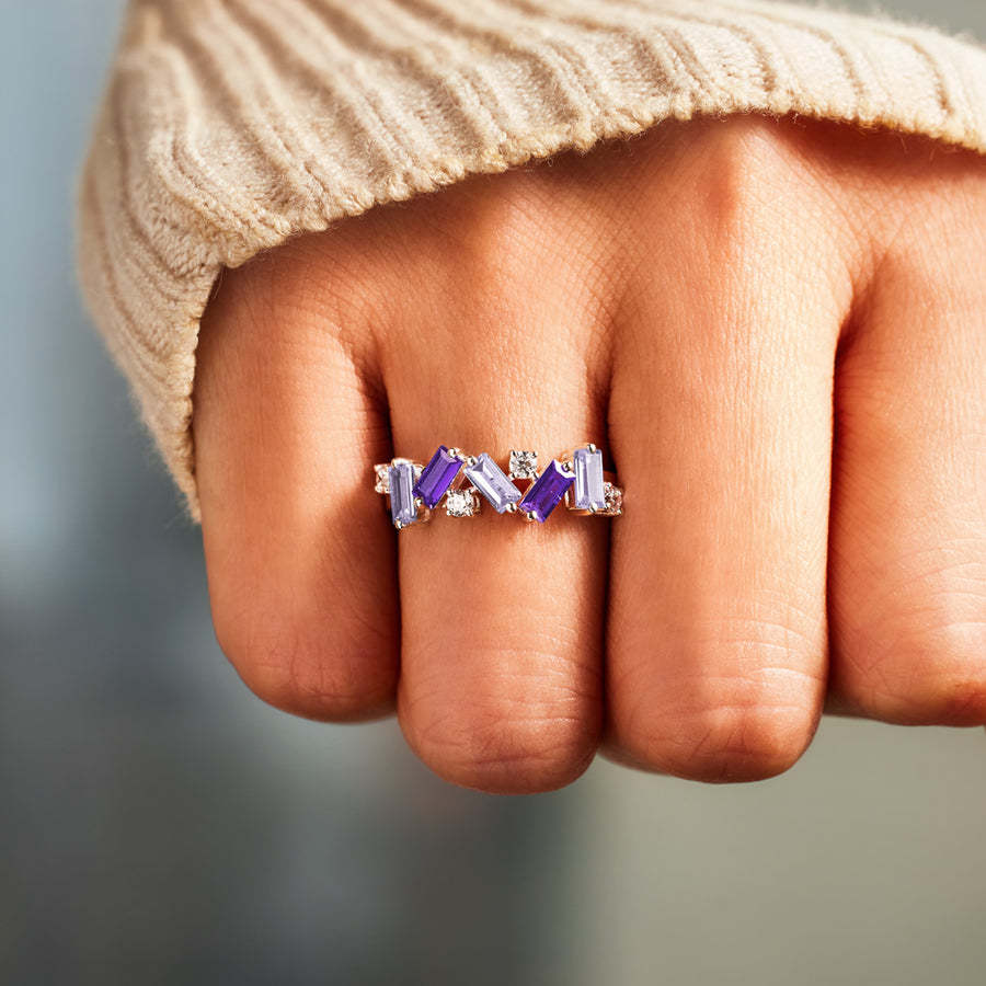 Alzheimer Dementia Awareness Gift Purple broken Ring